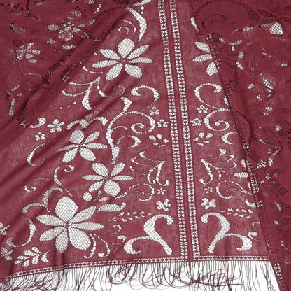 Brand and care label for Atmosphere women’s red lace kimono blouse, size M