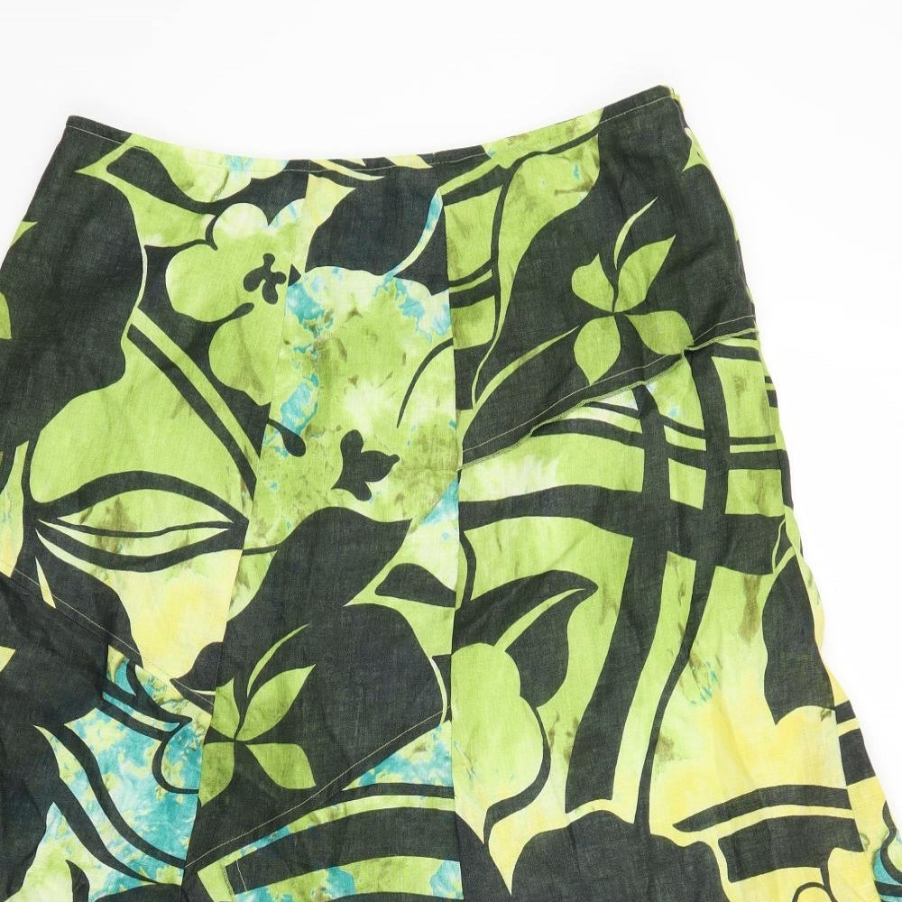 Libra Womens Green Floral  A-Line Skirt Size 12