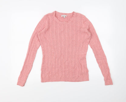 Front view of Croft & Barrow women’s pink jumper, size S