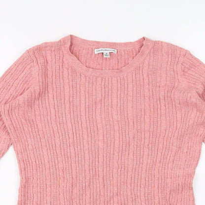 Close-up detail of Croft & Barrow women’s pink jumper, size S