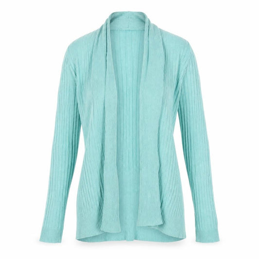 Front view of George women’s green cardigan jumper, size UK 10