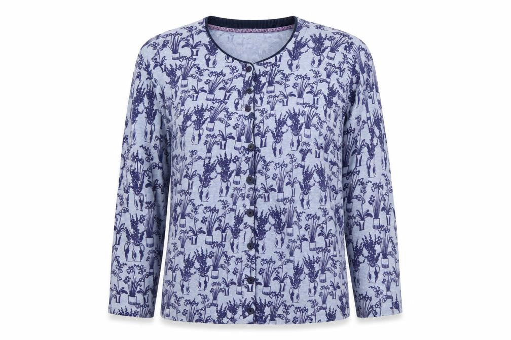 heyton Womens Blue Floral  Cardigan Jumper Size S