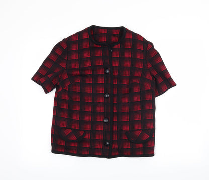 Additional front view of Preworn women’s red check basic button-up, size UK 14