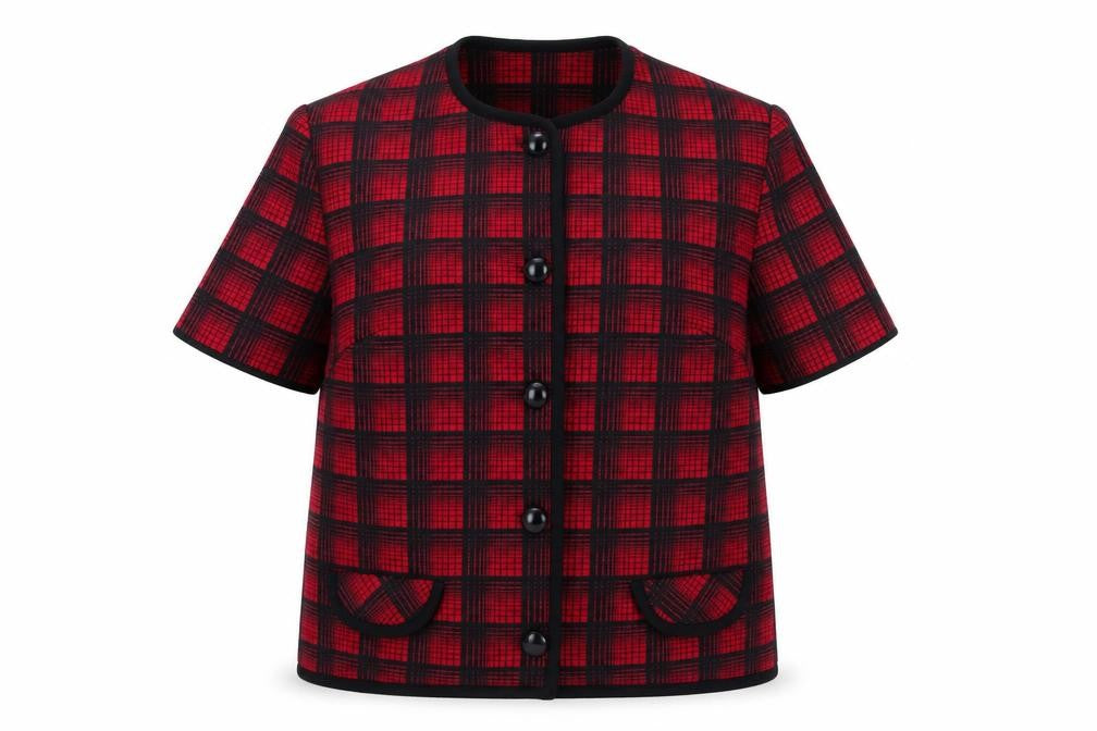 Preworn Womens Red Check  Basic Button-Up Size 14