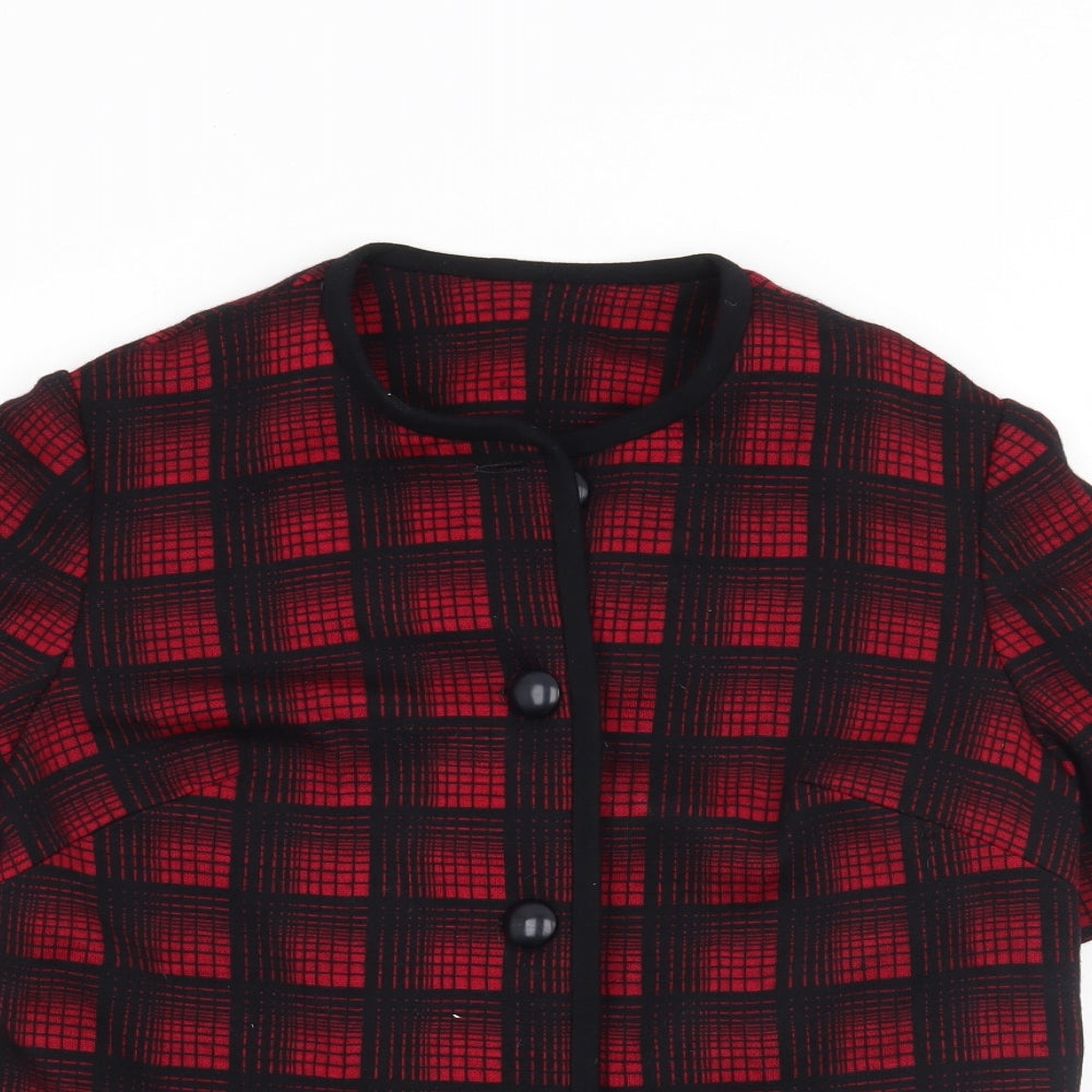 Preworn Womens Red Check  Basic Button-Up Size 14