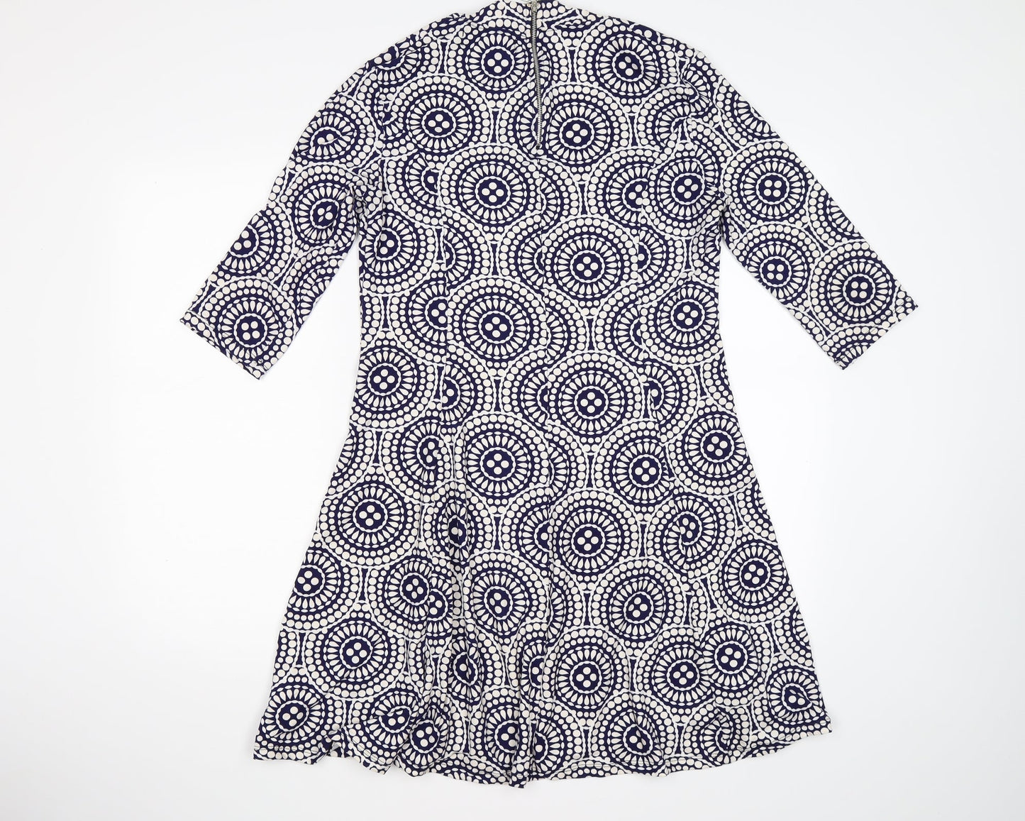 QED London Womens Blue Geometric  Fit & Flare  Size M
