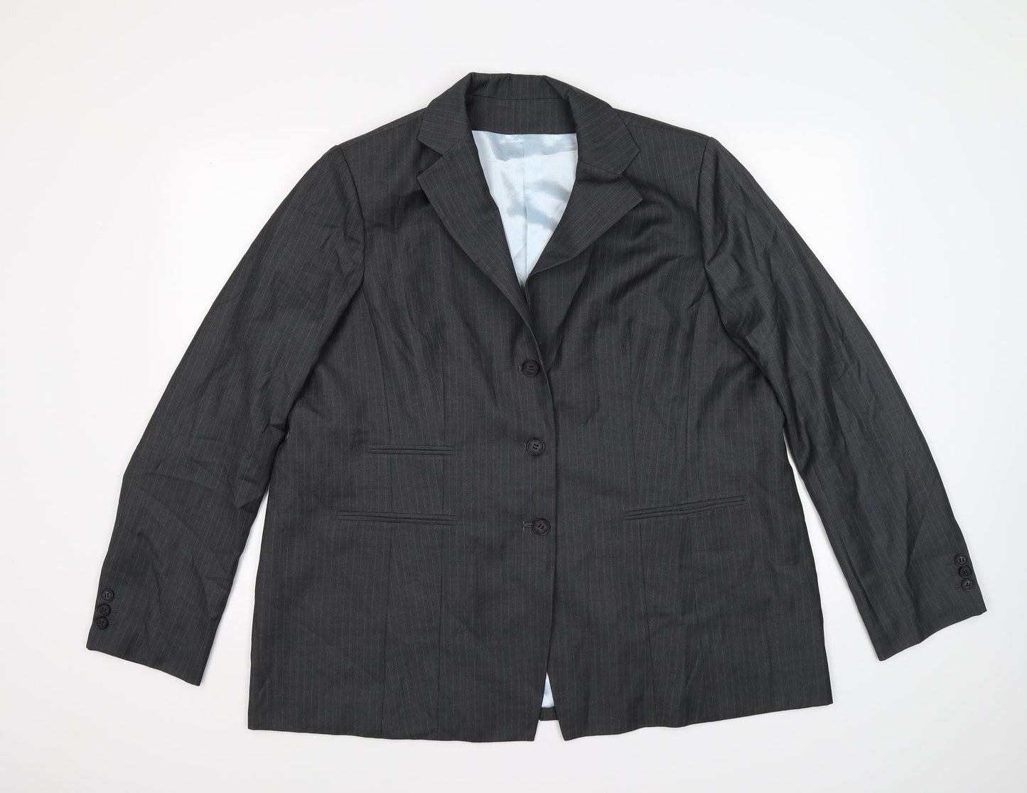 Preworn Mens Grey Striped  Jacket Suit Jacket Size 46