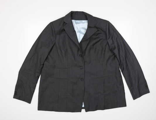 Preworn Mens Grey Striped  Jacket Suit Jacket Size 46