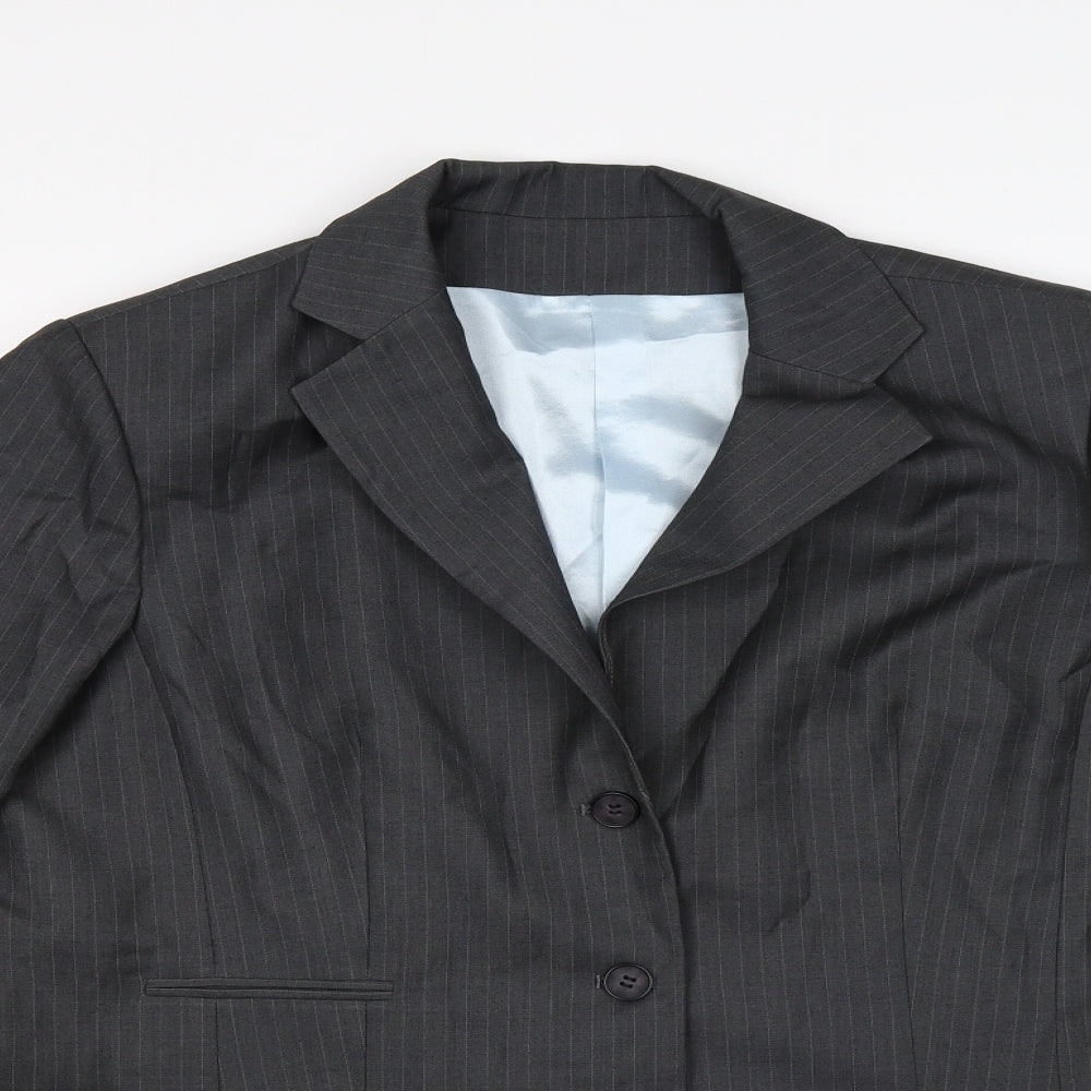 Preworn Mens Grey Striped  Jacket Suit Jacket Size 46