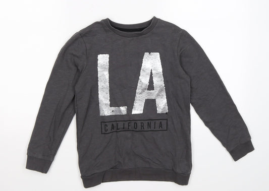 TU Girls Grey  Jersey Pullover Sweatshirt Size 8 Years  - LA Sequins