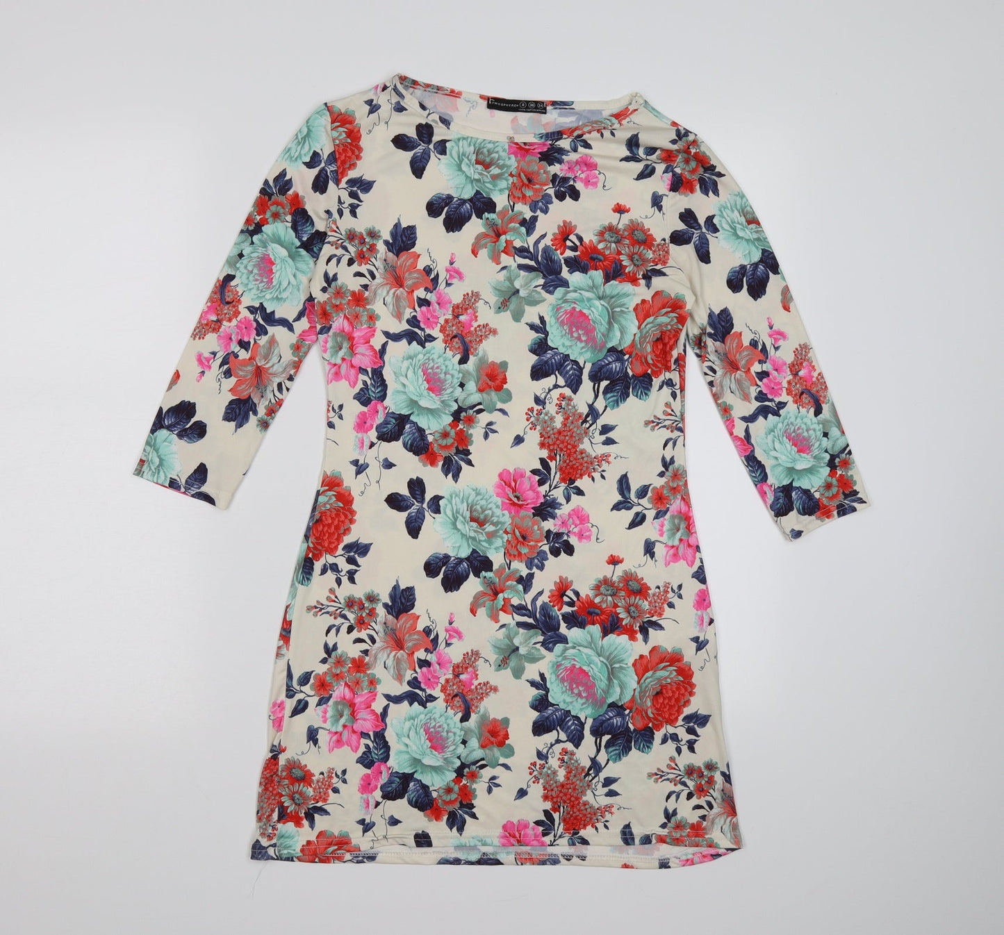 Atmosphere Womens Ivory Floral Satin Bodycon  Size 8