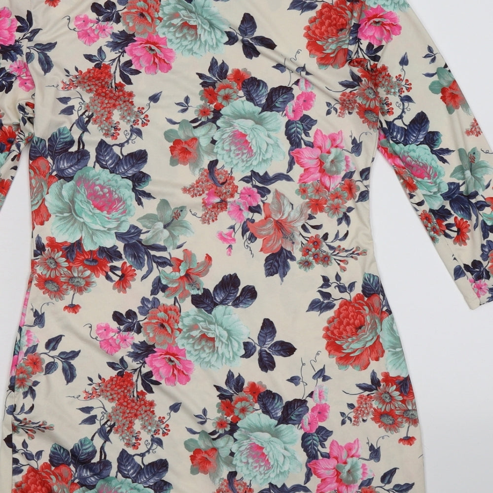 Atmosphere Womens Ivory Floral Satin Bodycon  Size 8