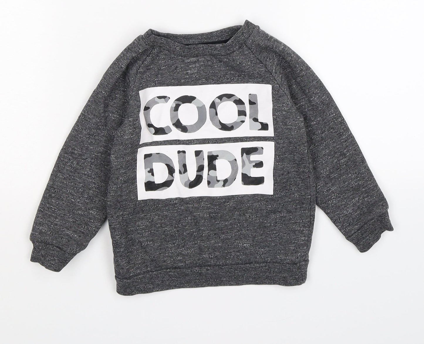 Primark Boys Grey  Jersey Pullover Jumper Size 9-12 Months  - cool dude