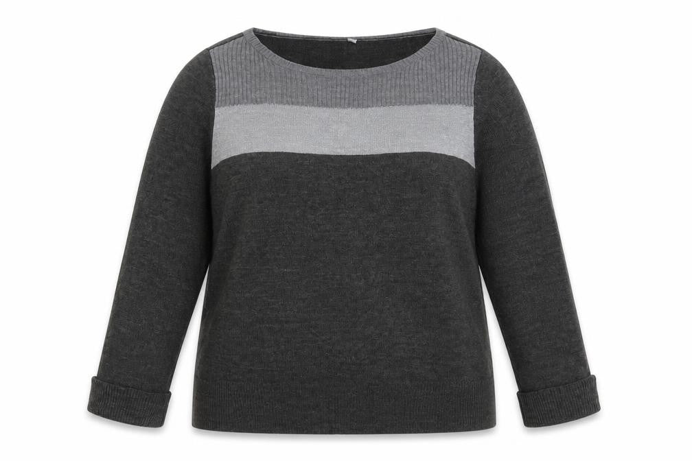 BHS Womens Grey Striped Knit Pullover Jumper Size 14