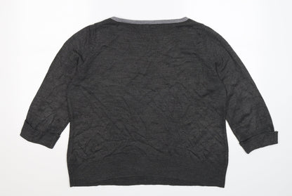 Back view of BHS women’s grey striped knit jumper, size UK 14