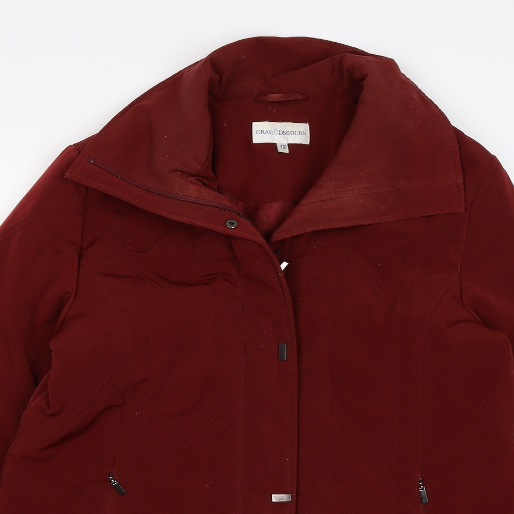 Gray & Osbourn Womens Red  Satin Puffer Jacket Coat Size 12
