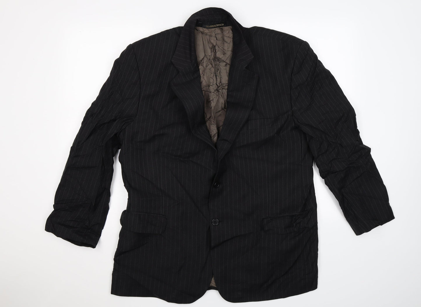 Marks and Spencer Mens Black Striped  Jacket Suit Jacket Size 44
