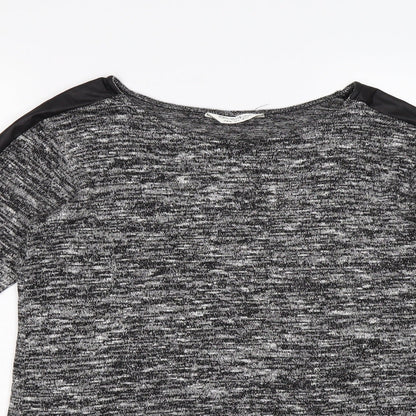 Close-up detail of Miss Selfridge women’s grey knit jumper, size UK 10
