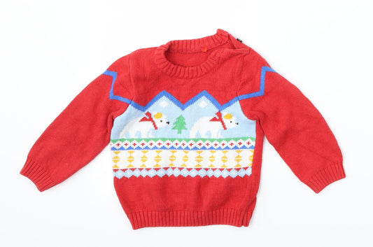 TU Baby Red   Pullover Jumper Size 6-9 Months  - polar bear