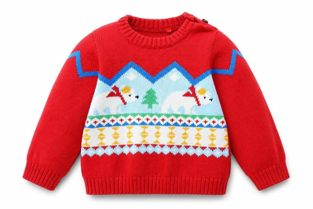 TU Baby Red   Pullover Jumper Size 6-9 Months  - polar bear