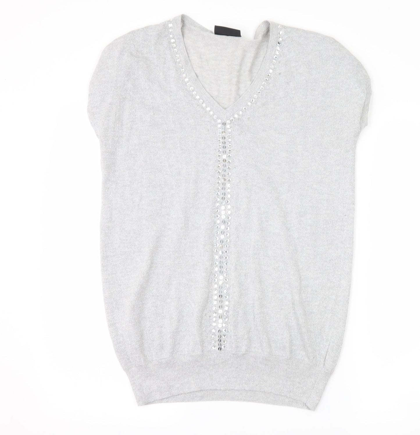 Wallis Womens Silver   Basic T-Shirt Size S