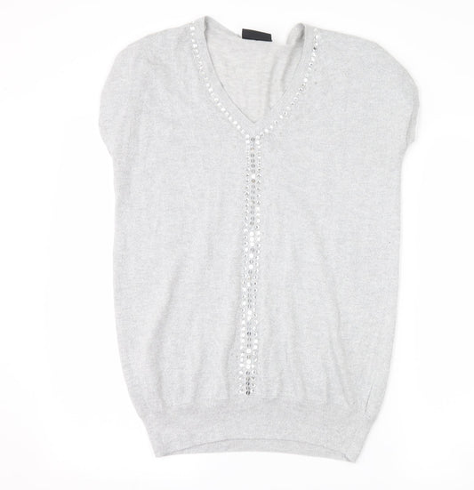 Wallis Womens Silver   Basic T-Shirt Size S