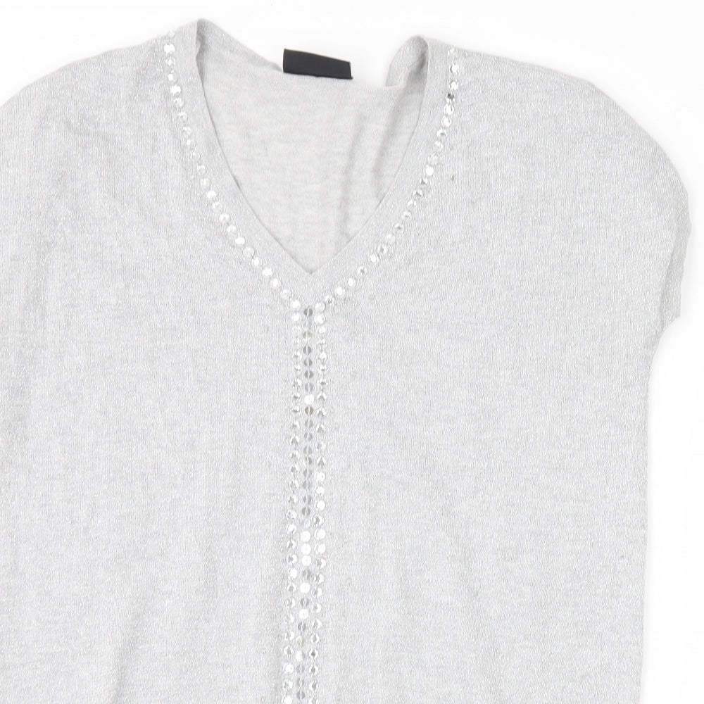 Wallis Womens Silver   Basic T-Shirt Size S