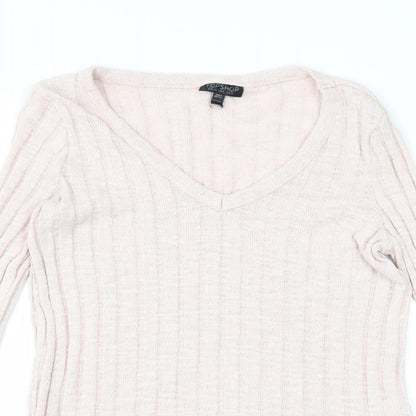 Close-up detail of Topshop women’s pink jumper, size UK 10