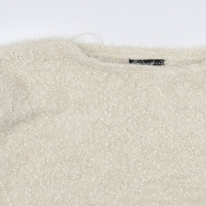 Close-up detail of David Emanuel women’s ivory jumper, size M