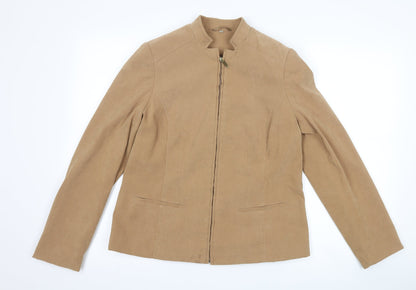 Additional front view of EWM women’s brown jacket, size UK 10