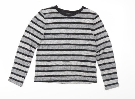 Marks and Spencer Womens Grey Striped Knit Pullover Jumper Size 14