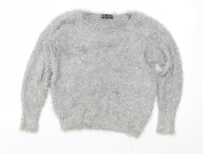 Additional front view of Select women’s grey knit jumper, size UK 12