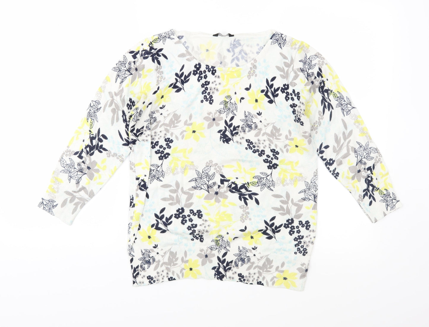 M&Co Womens Multicoloured Floral Knit Pullover Jumper Size 12