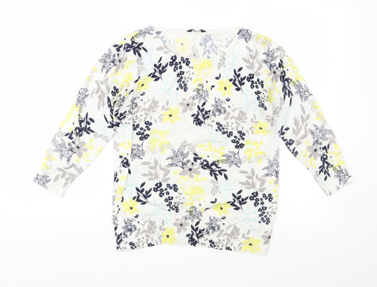 M&Co Womens Multicoloured Floral Knit Pullover Jumper Size 12