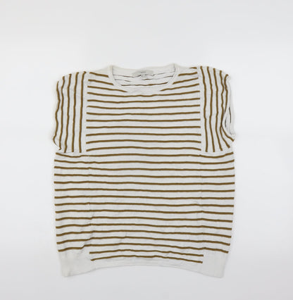 Additional front view of Next women’s white striped jumper, size UK 14