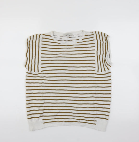 NEXT Womens White Striped  Pullover Jumper Size 14