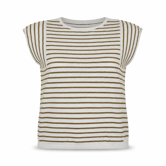 Front view of Next women’s white striped jumper, size UK 14
