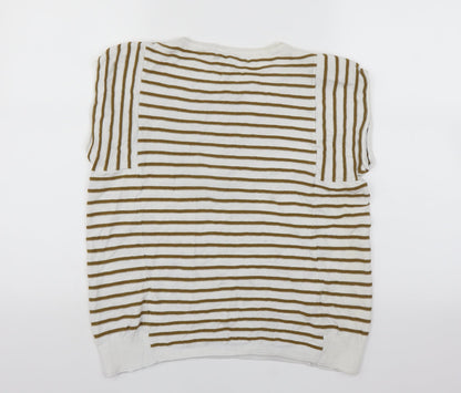 Back view of Next women’s white striped jumper, size UK 14