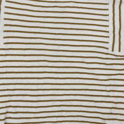 Brand and care label for Next women’s white striped jumper, size UK 14