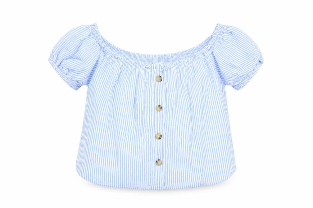 Divided by H&M Womens Blue Striped  Basic Blouse Size 6