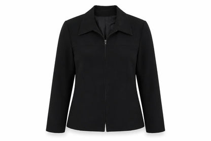 Front view of ECCO women’s black jacket suit jacket, size UK 14
