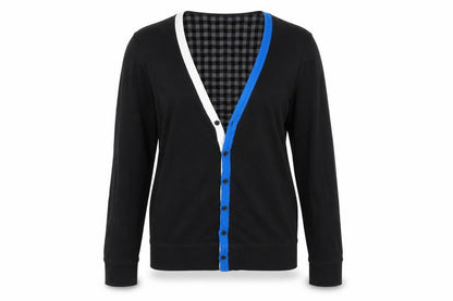 Front view of Crafted women’s black cardigan jumper, size M