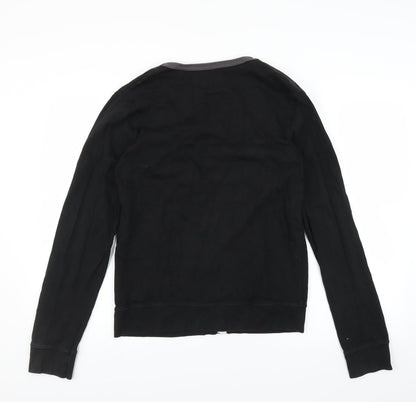 Back view of Crafted women’s black cardigan jumper, size M