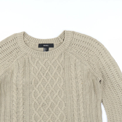 Close-up detail of Forever 21 women’s beige jumper, size S
