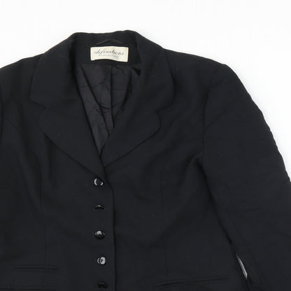 Close-up detail of Definitions Collection women’s black jacket suit jacket, size UK 14