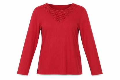 Front view of Bonmarché women’s red basic t-shirt, size XS
