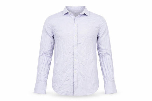 Front view of Burton men’s purple button-up, size L