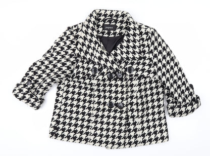 Additional front view of Papaya women’s white check jacket, size UK 4