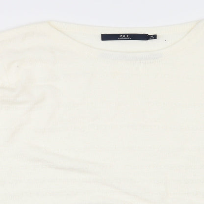 Close-up detail of EWM women’s ivory jumper, size M