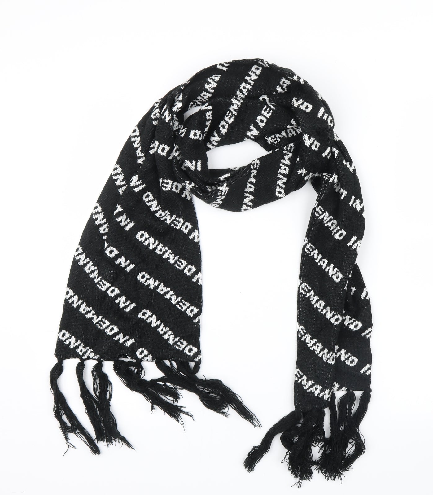 Topshop Womens Black Geometric Knit  Scarf